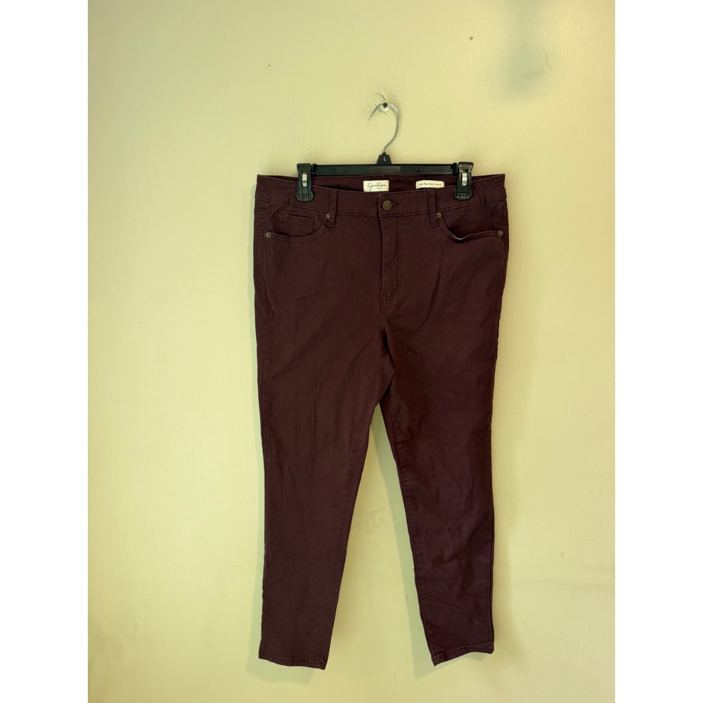 Jessica Simpson Womens High Rise Skinny Ankle Pants Burgundy Wine Size 12